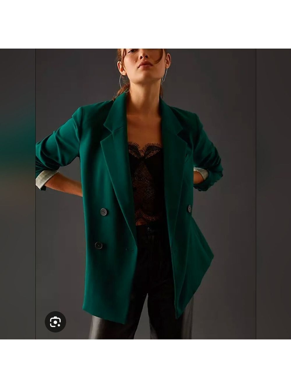 Maeve By Anthropologie Double-breasted Blazer In Green Size 0